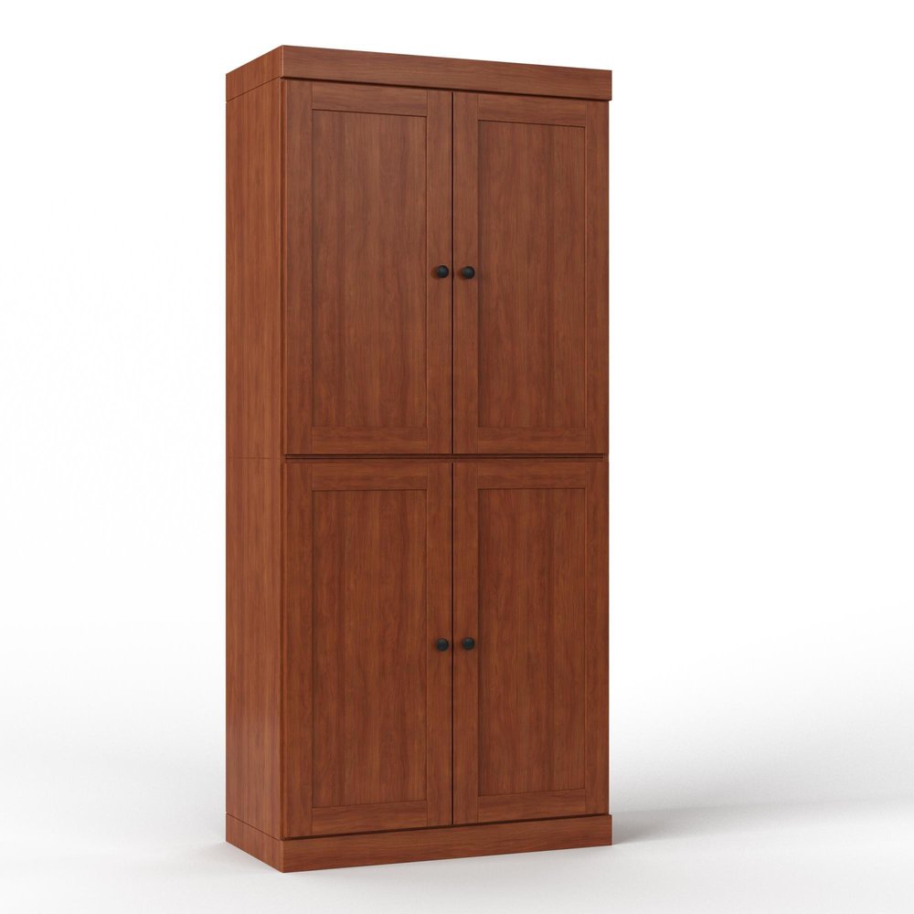 32" Coffee Solid Wood Four Door Linen Cabinet — view 7