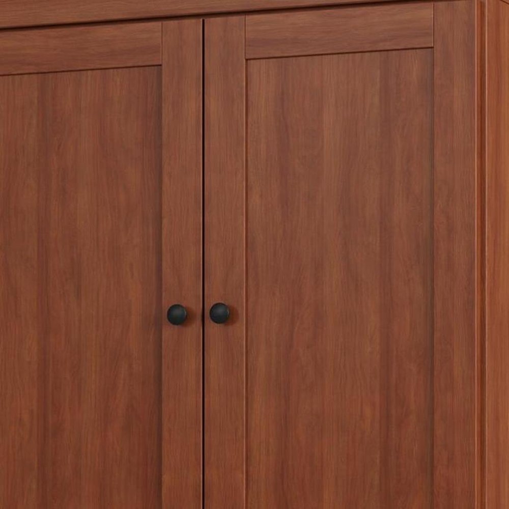 32" Coffee Solid Wood Four Door Linen Cabinet HomeRoots