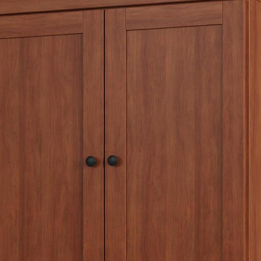 32" Coffee Solid Wood Four Door Linen Cabinet