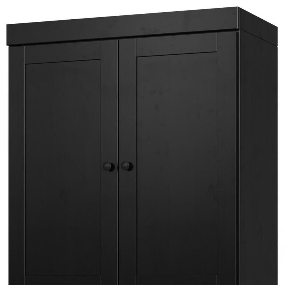 32" Black Solid Wood Four Door Linen Cabinet