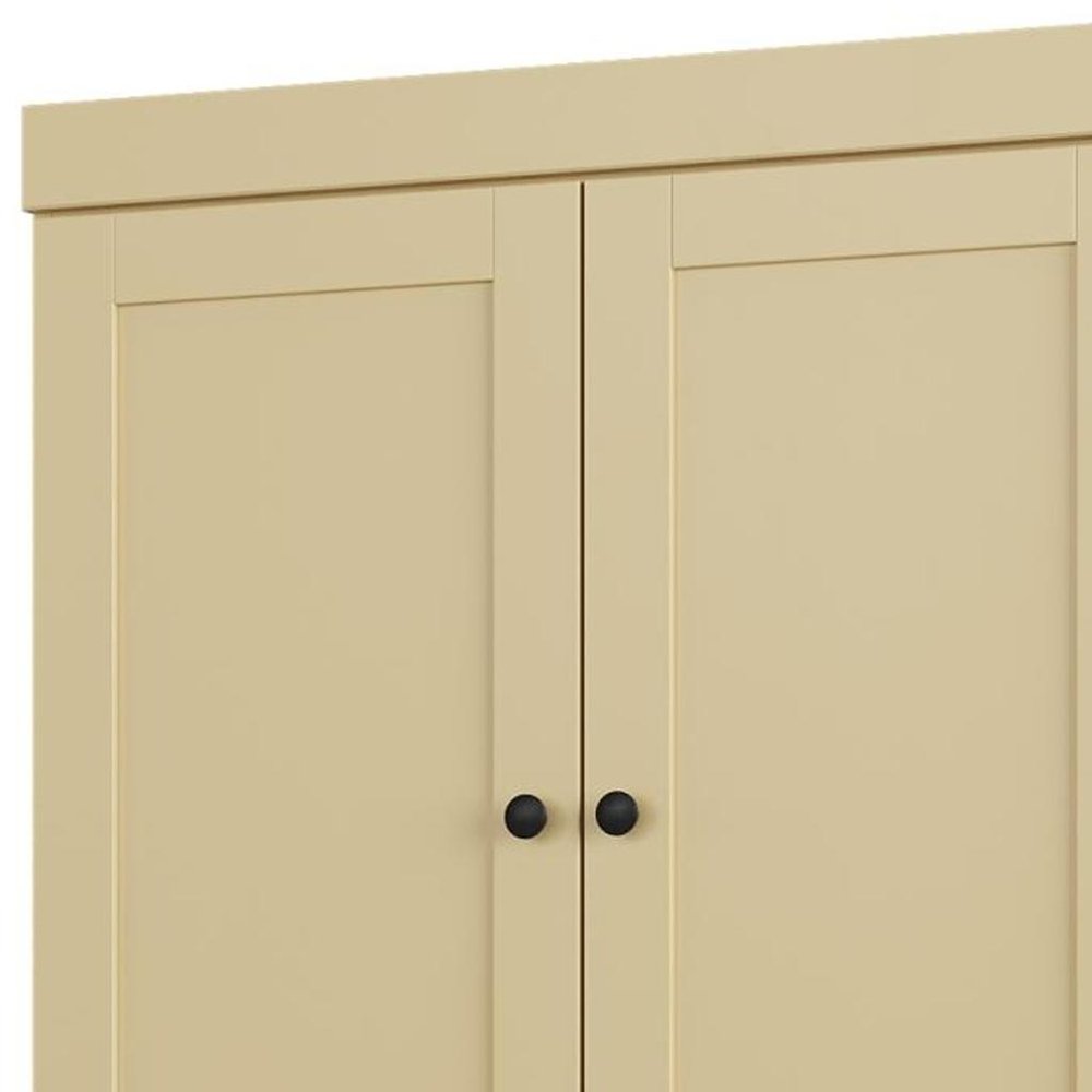 32" Yellow Solid Wood Four Door Linen Cabinet — view 3