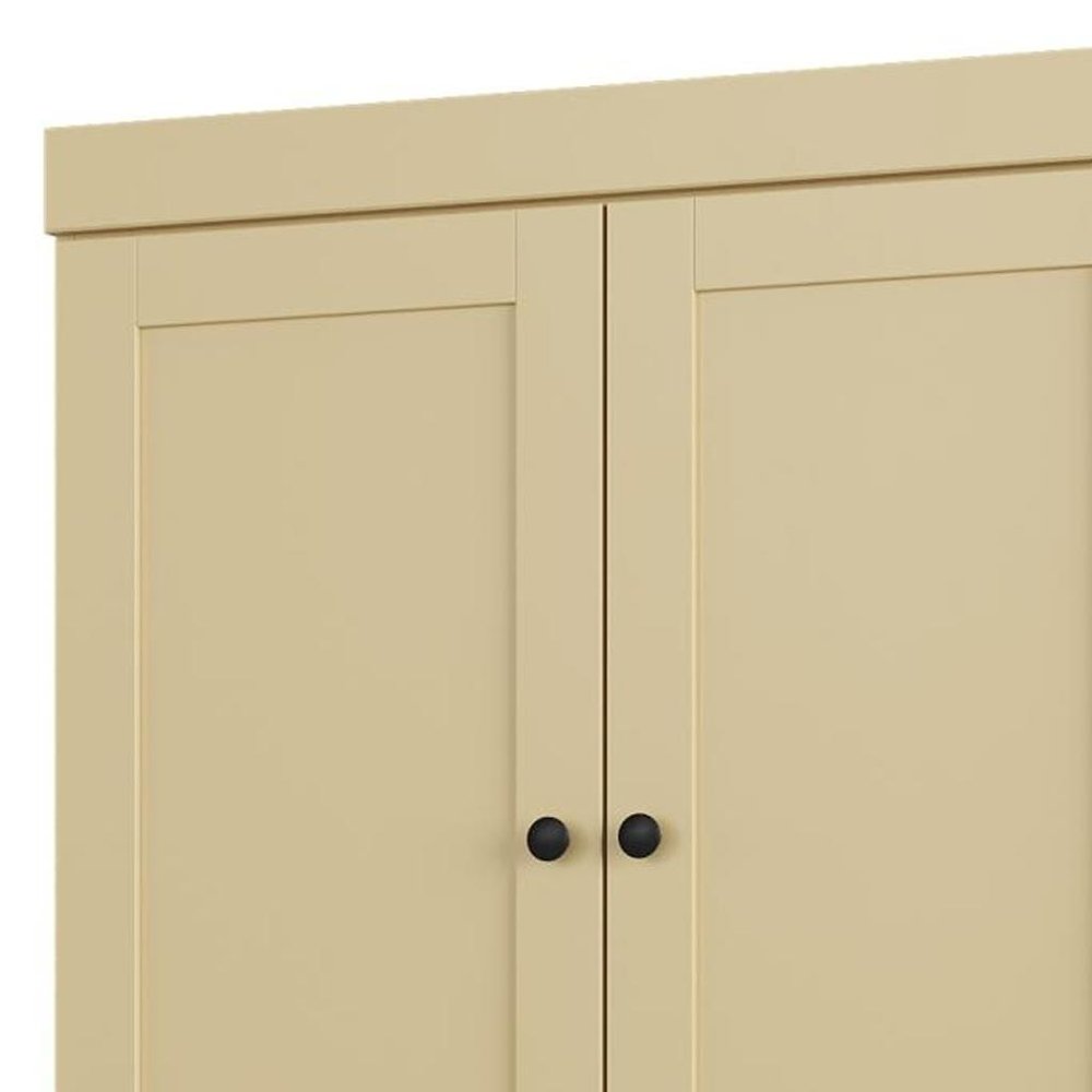 32" Yellow Solid Wood Four Door Linen Cabinet — view 3