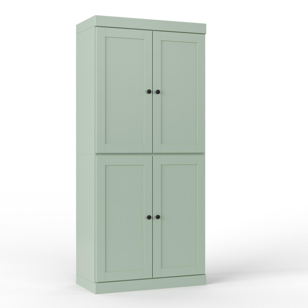 32" Sage Solid Wood Four Door Linen Cabinet — view 6