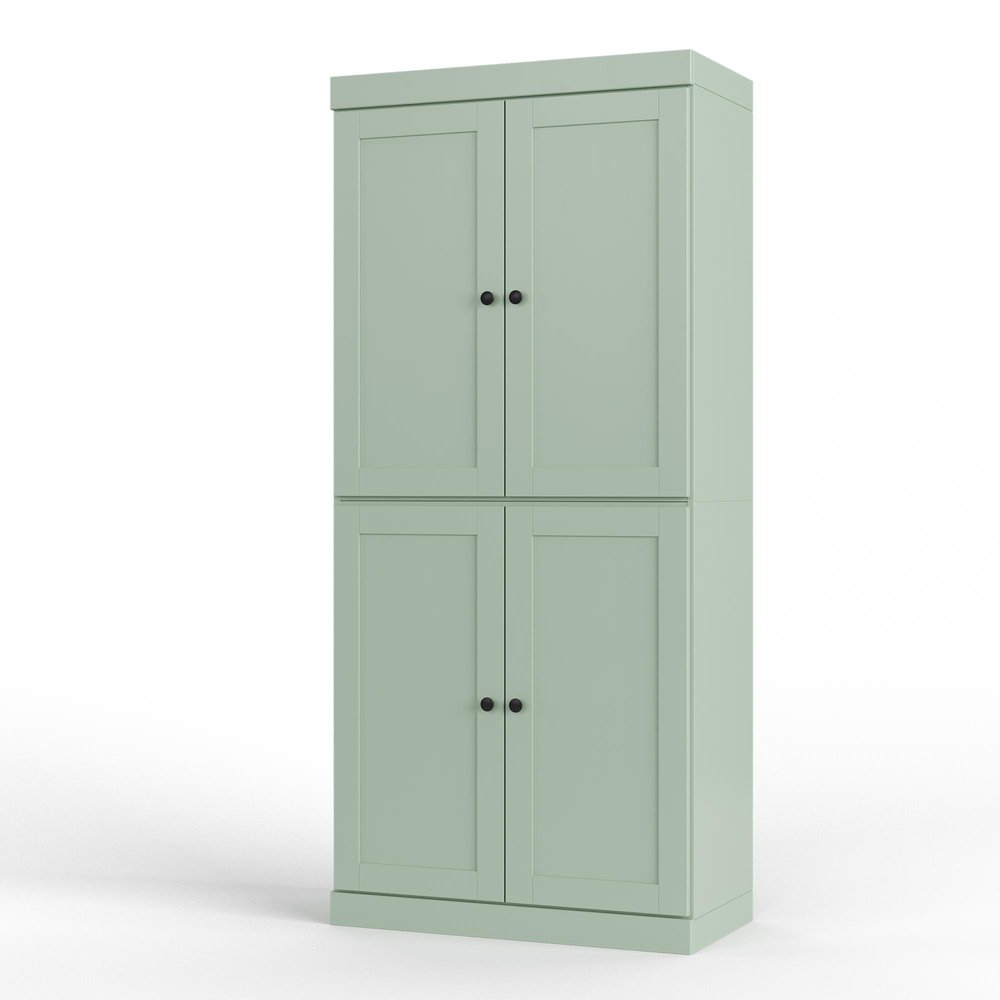 32" Sage Solid Wood Four Door Linen Cabinet — view 1
