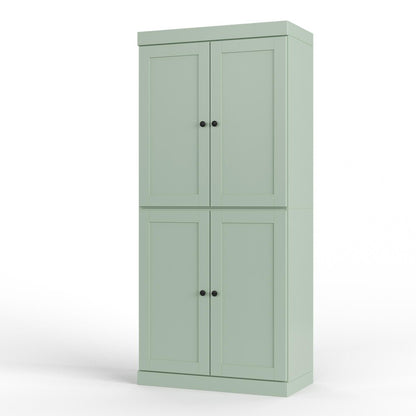 32" Sage Solid Wood Four Door Linen Cabinet HomeRoots