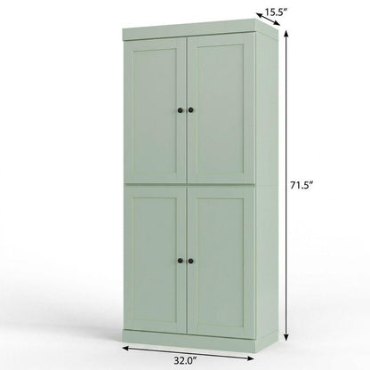 32" Sage Solid Wood Four Door Linen Cabinet