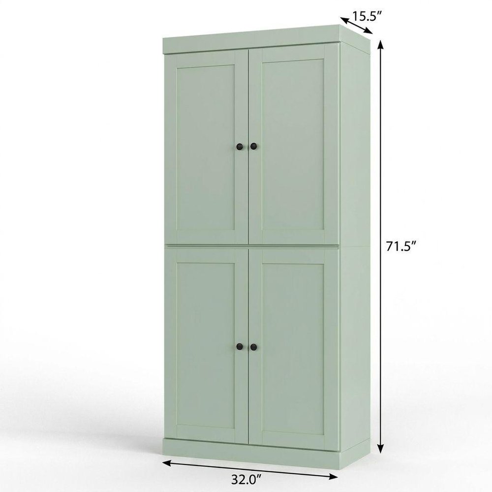 32" Sage Solid Wood Four Door Linen Cabinet — view 5