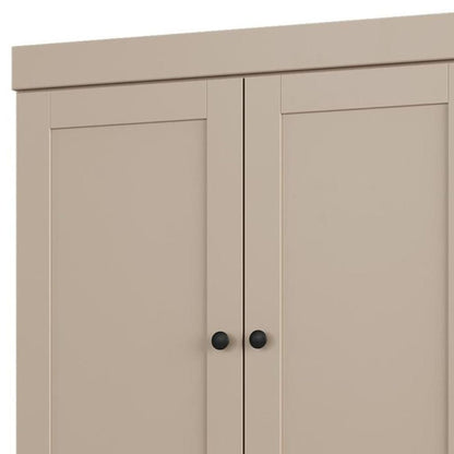 32" Beige Solid Wood Four Door Linen Cabinet