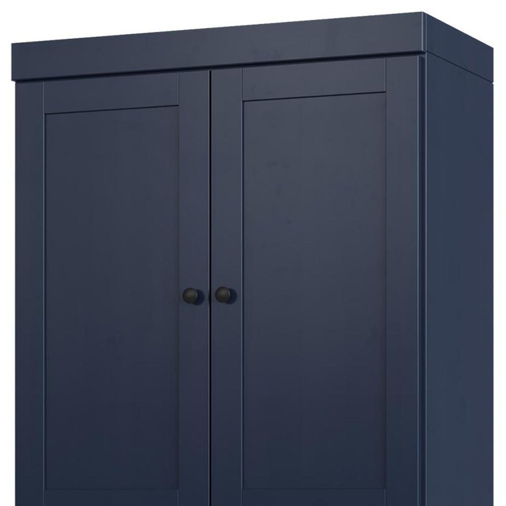 32" Navy Blue Solid Wood Four Door Linen Cabinet — view 2