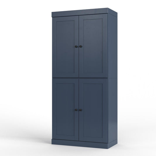32" French Blue Solid Wood Four Door Linen Cabinet