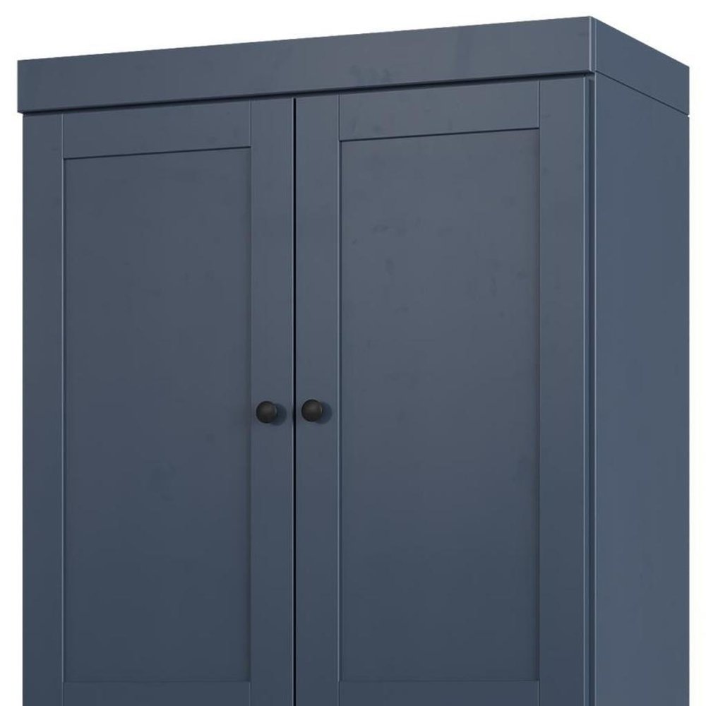 32" French Blue Solid Wood Four Door Linen Cabinet HomeRoots