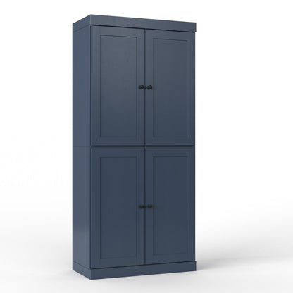 32" French Blue Solid Wood Four Door Linen Cabinet
