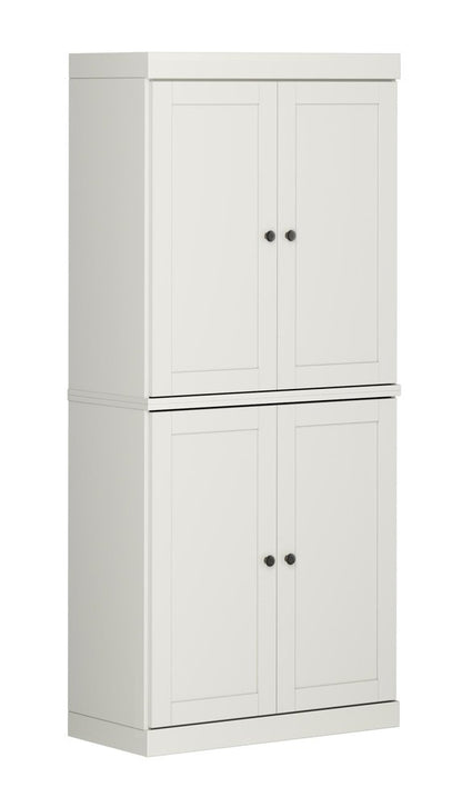 32" Off White Solid Wood Four Door Linen Cabinet HomeRoots