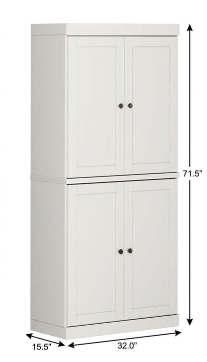 32" Off White Solid Wood Four Door Linen Cabinet HomeRoots