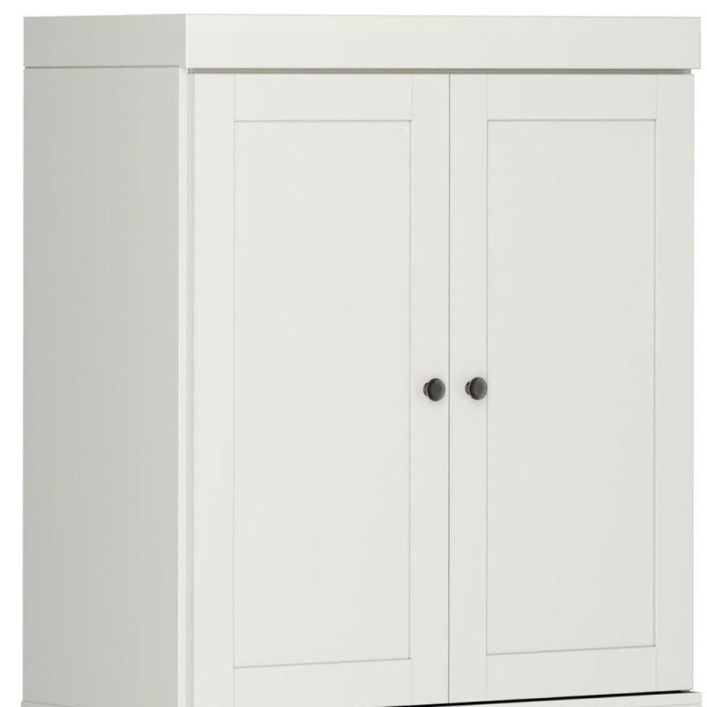 32" Off White Solid Wood Four Door Linen Cabinet — view 3