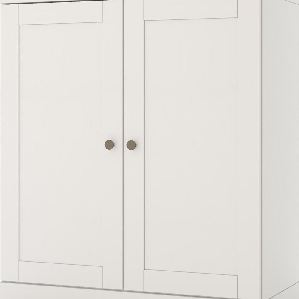 32" White Solid Wood Double Door Linen Cabinet