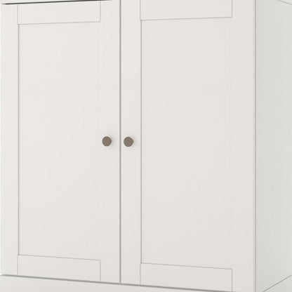 32" White Solid Wood Double Door Linen Cabinet