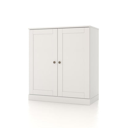 32" White Solid Wood Double Door Linen Cabinet HomeRoots