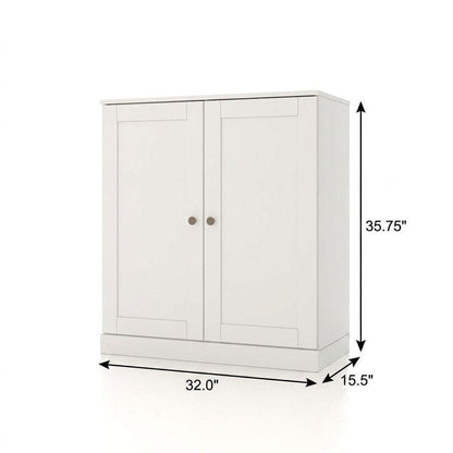 32" White Solid Wood Double Door Linen Cabinet