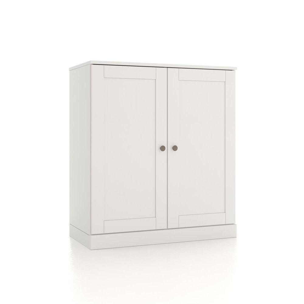 32" White Solid Wood Double Door Linen Cabinet — view 2