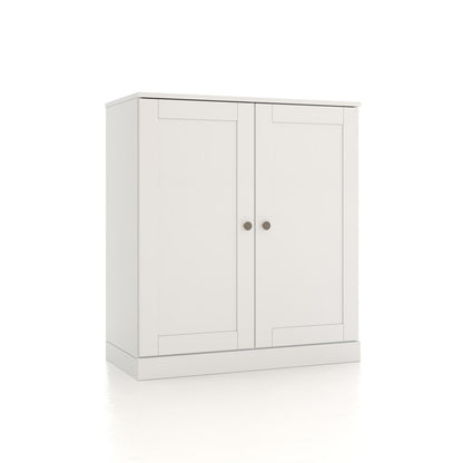 32" White Solid Wood Double Door Linen Cabinet HomeRoots