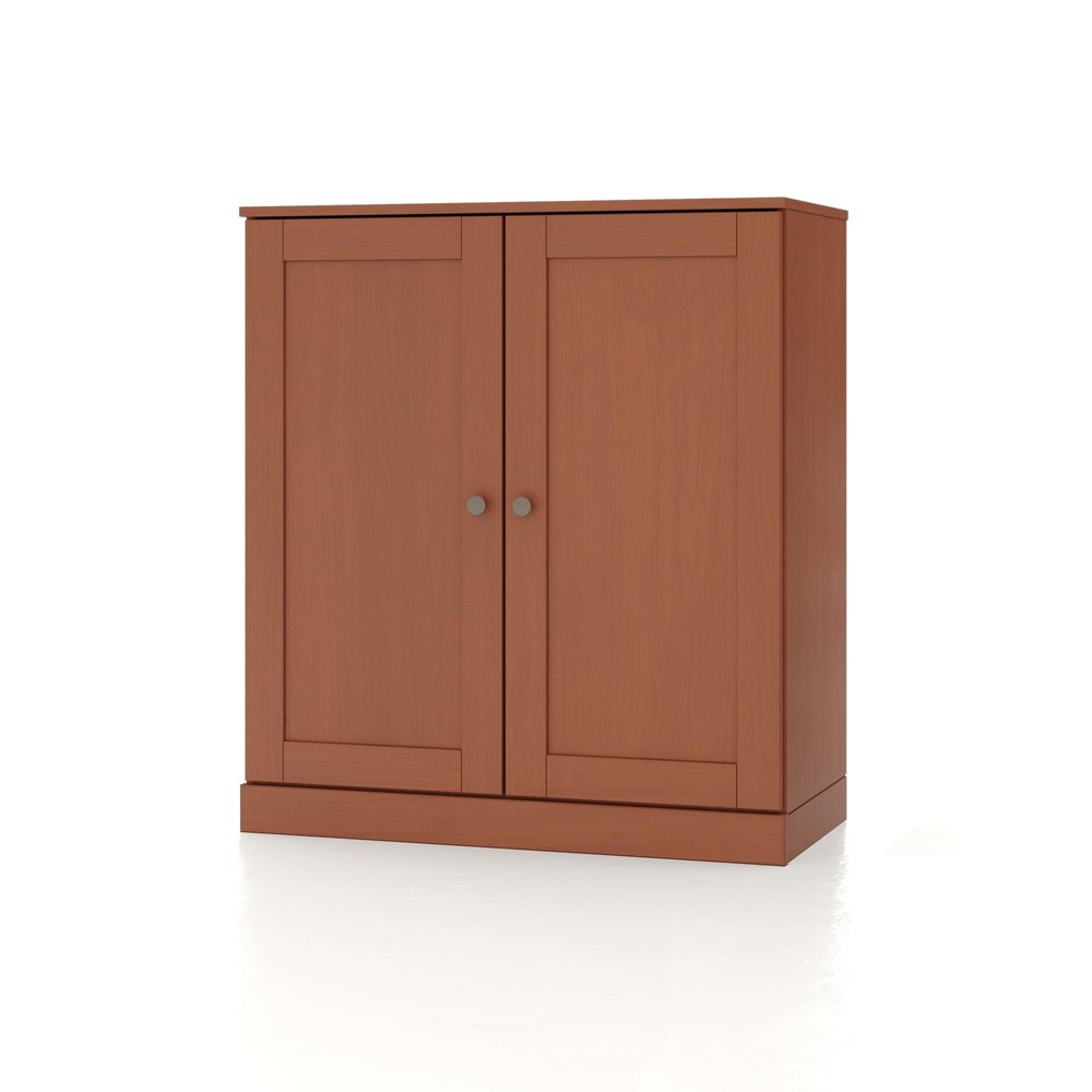 32" Coffee Solid Wood Double Door Linen Cabinet