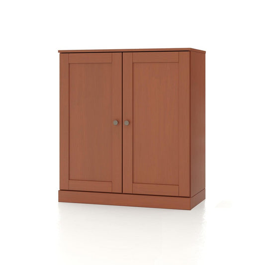 32" Coffee Solid Wood Double Door Linen Cabinet
