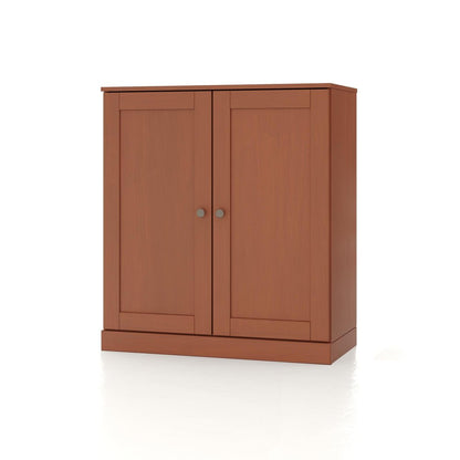 32" Coffee Solid Wood Double Door Linen Cabinet HomeRoots