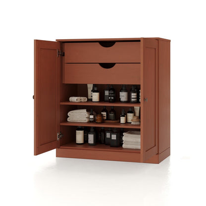 32" Coffee Solid Wood Double Door Linen Cabinet