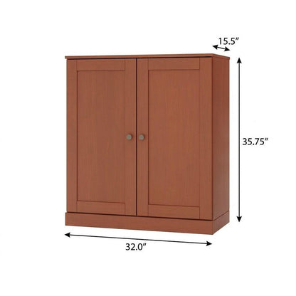 32" Coffee Solid Wood Double Door Linen Cabinet