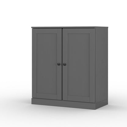 32" Gray Solid Wood Double Door Linen Cabinet HomeRoots