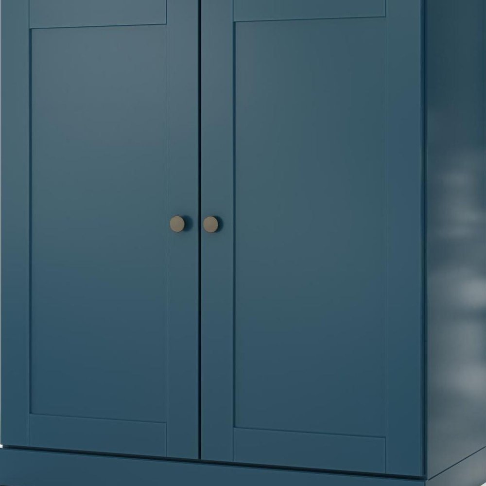 32" Teal Blue Solid Wood Double Door Linen Cabinet