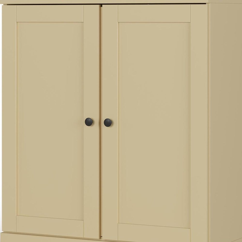 32" Yellow Solid Wood Double Door Linen Cabinet
