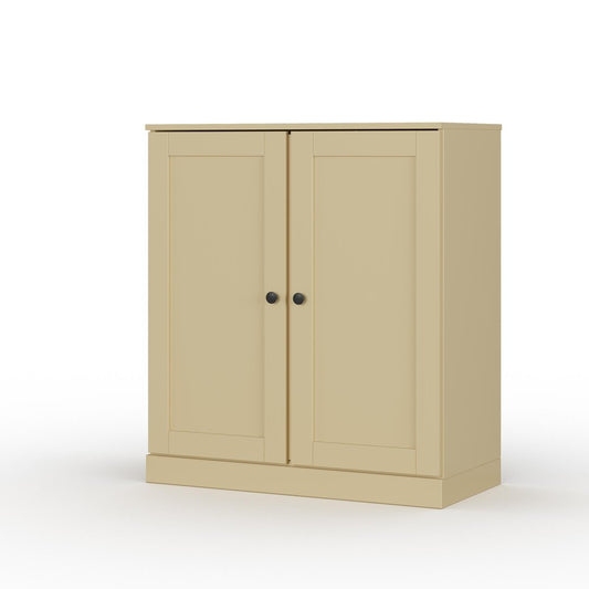 32" Yellow Solid Wood Double Door Linen Cabinet