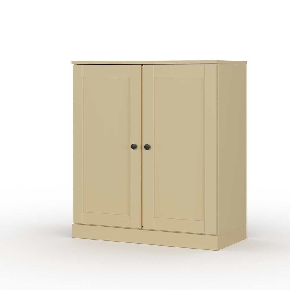 32" Yellow Solid Wood Double Door Linen Cabinet — view 1