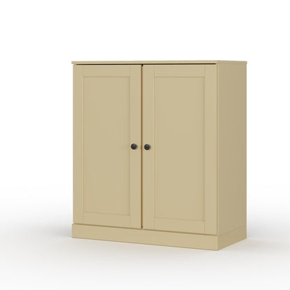 32" Yellow Solid Wood Double Door Linen Cabinet HomeRoots