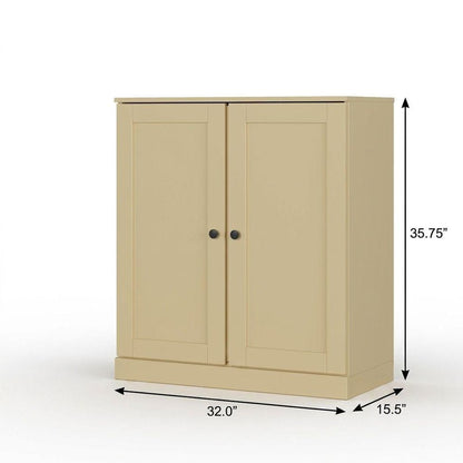 32" Yellow Solid Wood Double Door Linen Cabinet HomeRoots
