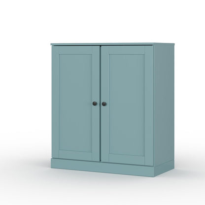 32" Aqua Solid Wood Double Door Linen Cabinet HomeRoots