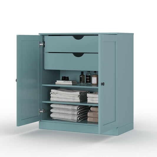 32" Aqua Solid Wood Double Door Linen Cabinet