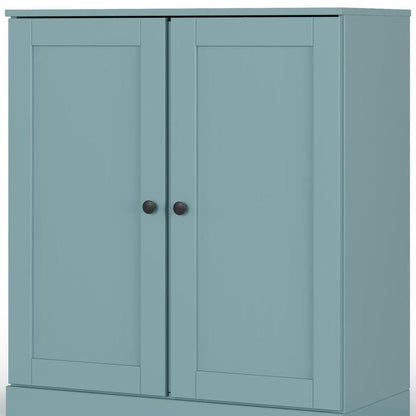 32" Aqua Solid Wood Double Door Linen Cabinet HomeRoots