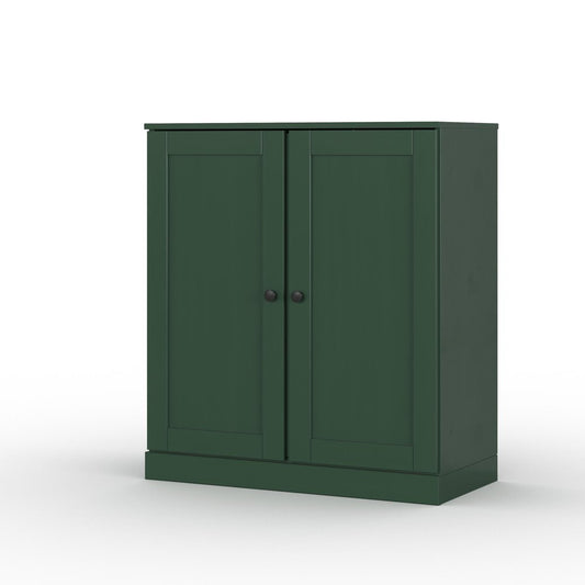 32" Green Solid Wood Double Door Linen Cabinet