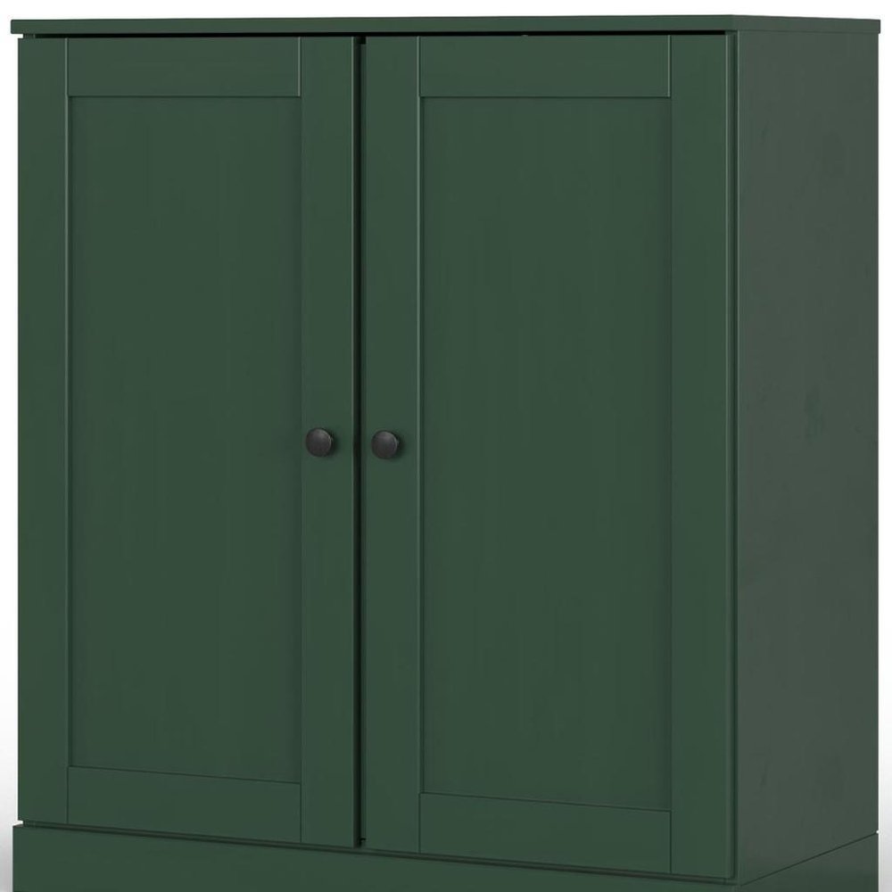 32" Green Solid Wood Double Door Linen Cabinet