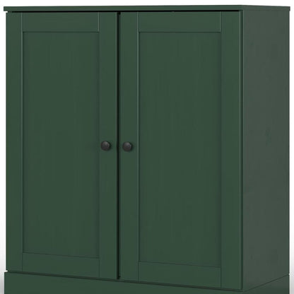 32" Green Solid Wood Double Door Linen Cabinet