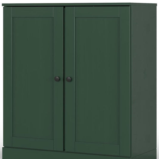 32" Green Solid Wood Double Door Linen Cabinet