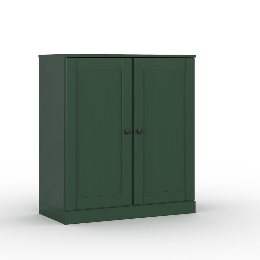 32" Green Solid Wood Double Door Linen Cabinet HomeRoots