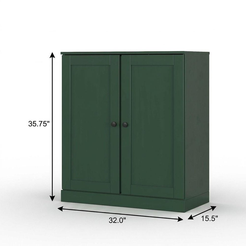 32" Green Solid Wood Double Door Linen Cabinet — view 4