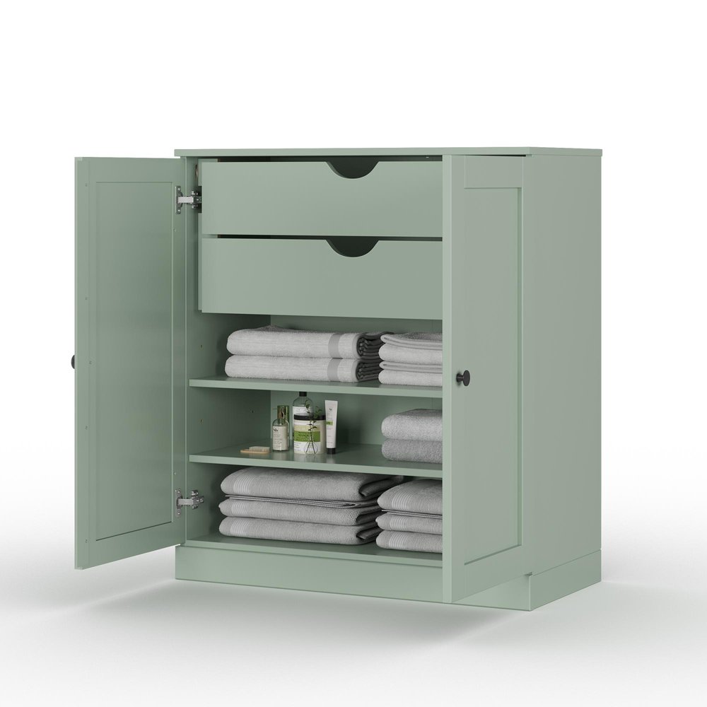32" Sage Solid Wood Double Door Linen Cabinet — view 2