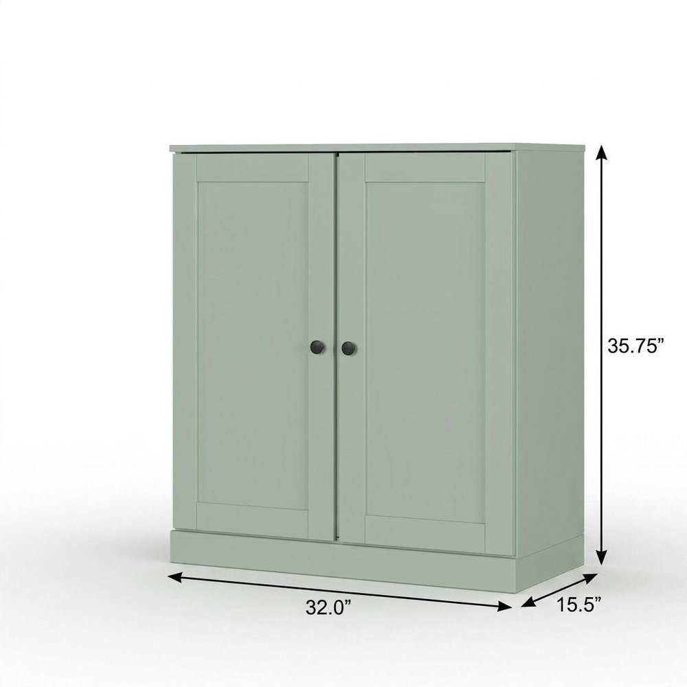 32" Sage Solid Wood Double Door Linen Cabinet — view 4