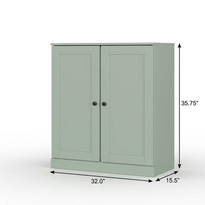 32" Sage Solid Wood Double Door Linen Cabinet