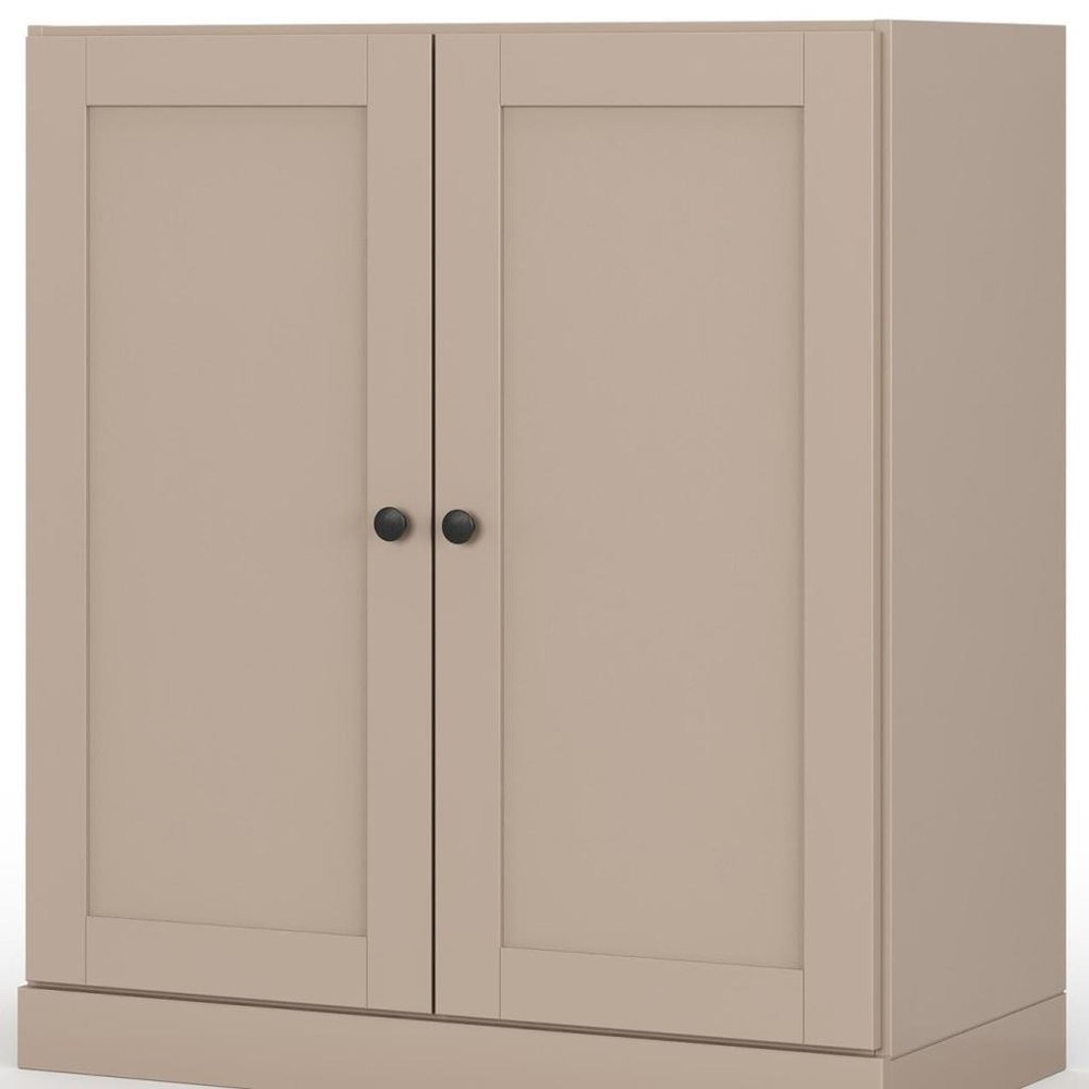 32" Beige Solid Wood Double Door Linen Cabinet — view 2